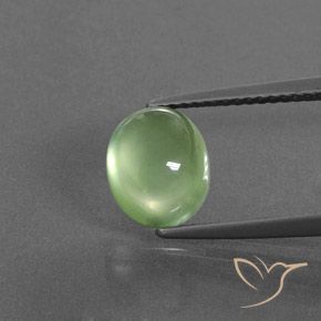 3.18ct Натуральный Средний зеленый пренит, Овал, Полупрозрачный