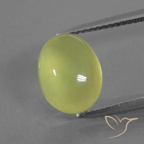 4.31ct Натуральный Светло-зеленовато-желтый пренит, Овал, Полупрозрачный