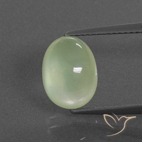 4.00ct Натуральный Бледно-грушевый зеленый пренит, Овал, Полупрозрачный