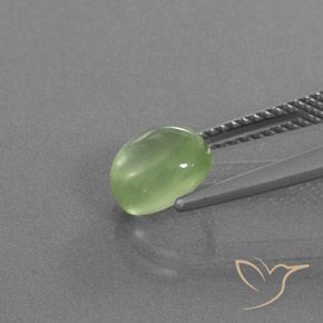 1.96 карата, натуральный Средний зеленый пренит, Овал, Полупрозрачный