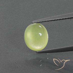 2.00ct Натуральный Светло-желтый пренит, Овал, Полупрозрачный