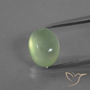 3.45ct Натуральный Бледно-грушевый зеленый пренит, Овал, Полупрозрачный