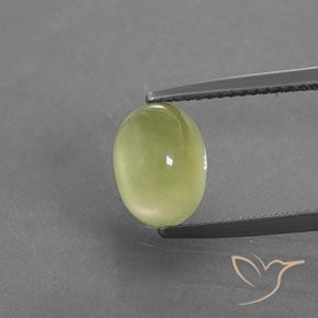 3.39ct Натуральный Светло-желтый пренит, Овал, Полупрозрачный