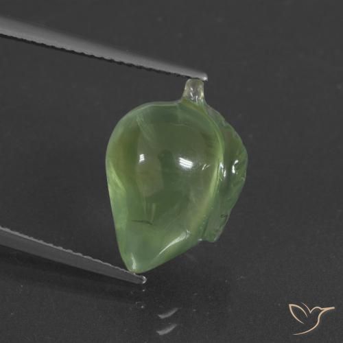 11.27ct Натуральный Груша зеленая пренит, причудливая, Полупрозрачный