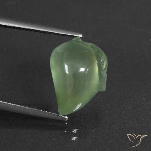 7.74ct Натуральный Груша зеленая пренит, причудливая, Полупрозрачный