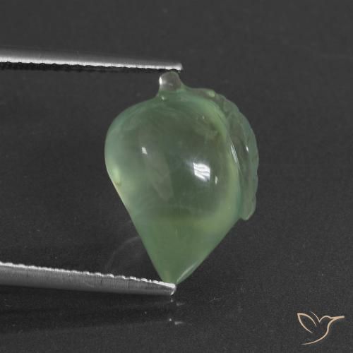 9.17ct Натуральный Груша зеленая пренит, причудливая, Полупрозрачный
