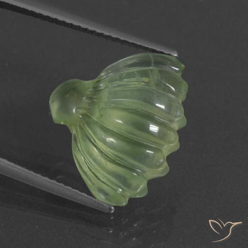 8.73ct Натуральный Лаймово-зеленый пренит, причудливая, Полупрозрачный