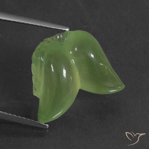 14.66ct Натуральный Теплый зеленый пренит, причудливая, Полупрозрачный