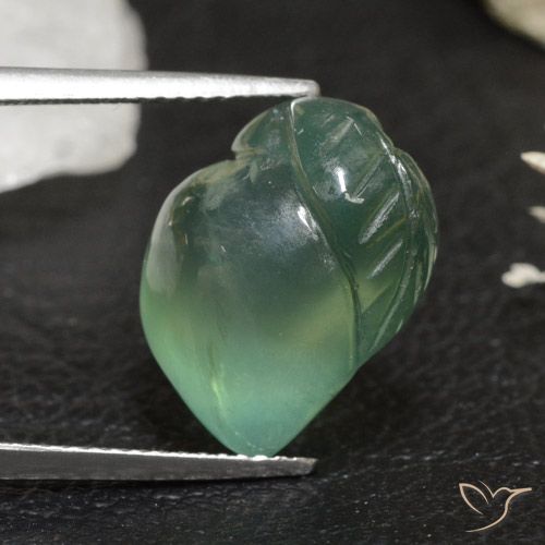 13.63ct Натуральный Прохладный зеленый пренит, причудливая, Прозрачный