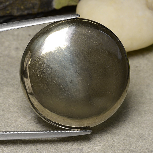 44.39 карата, натуральный Многоцветный Пирит, Огранка Круг, Непрозрачный