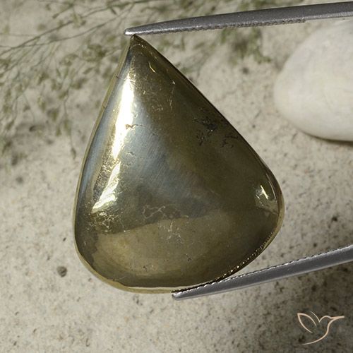 40.79ct Натуральный Золотой Пирит, Форма груши, Непрозрачный