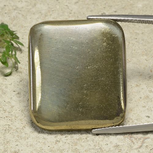 49.74ct Натуральный Золотой Пирит, Подушка, Непрозрачный