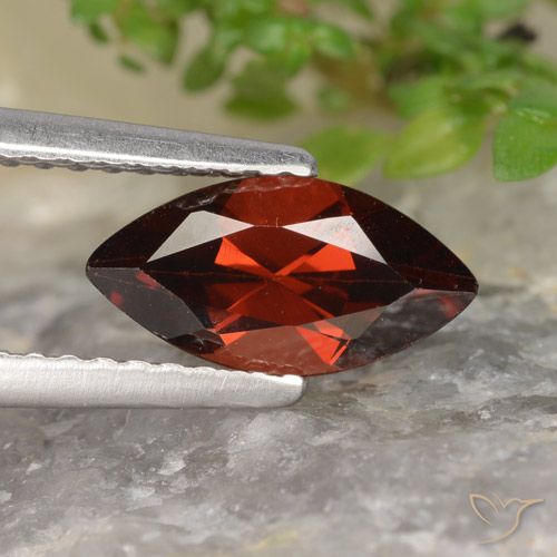 1.20ct Натуральный Темно-красный Пироп Гранат, Маркиза, VVS-VS