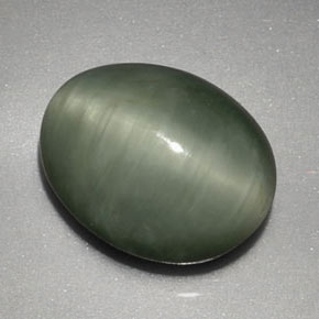 Натуральный зелёный quartz cat's eye 3,91 карата огранка овал, непрозрачный