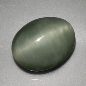 Натуральный зелёный quartz cat's eye 3,91 карата огранка овал, непрозрачный