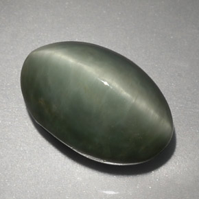 Натуральный зелёный quartz cat's eye 6,45 карата огранка овал, непрозрачный