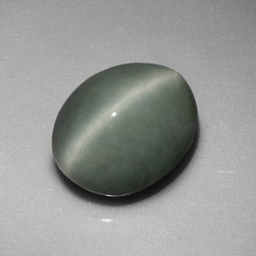 Натуральный зелёный quartz cat's eye 6,01 карата огранка овал, непрозрачный