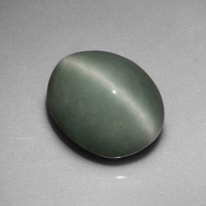 Натуральный зелёный quartz cat's eye 6,01 карата огранка овал, непрозрачный