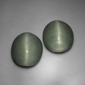  карата, натуральный Зеленый Кварц Кошачий глаз, Огранка Овал, Непрозрачный