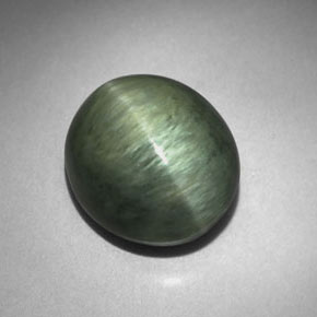 7.00 карата, натуральный Зеленый Кварц Кошачий глаз, Огранка Овал, Непрозрачный