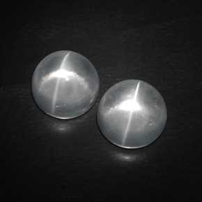 Натуральный белый quartz cat's eye  карата огранка круг, прозрачный
