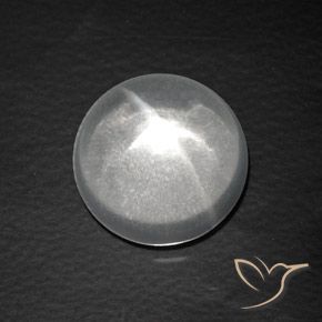 7.63ct Натуральный Ясно Белый Кварц Кошачий Глаз, Круглый, Прозрачный