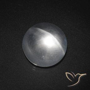 7.59ct Натуральный Ясно Белый Кварц Кошачий Глаз, Круглый, Прозрачный