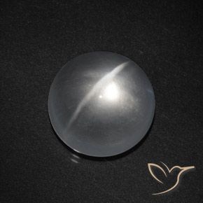 8.13ct Натуральный Ясно Белый Кварц Кошачий Глаз, Круглый, Прозрачный