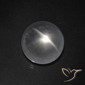 8.50ct Натуральный Ясно Белый Кварц Кошачий Глаз, Круглый, Прозрачный