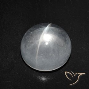 7.51ct Натуральный Ясно Белый Кварц Кошачий Глаз, Круглый, Прозрачный