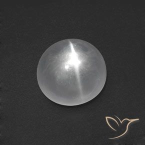 7.97ct Натуральный Ясно Белый Кварц Кошачий Глаз, Круглый, Прозрачный