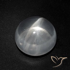9.40ct Натуральный Ясно Белый Кварц Кошачий Глаз, Круглый, Прозрачный