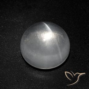 7.77ct Натуральный Ясно Белый Кварц Кошачий Глаз, Круглый, Прозрачный