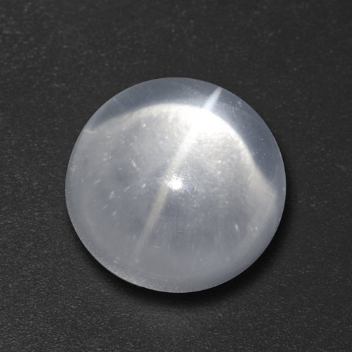 7.27 карата, натуральный Белый Кварц Кошачий глаз, Огранка Круг, Прозрачный