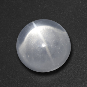 7.27 карата, натуральный Белый Кварц Кошачий глаз, Огранка Круг, Прозрачный