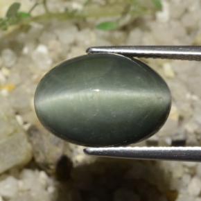 8.78 карата, натуральный Средний серый Кварц Кошачий глаз, Огранка Овал, Непрозрачный