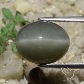 6.65 карата, натуральный Средний серый Кварц Кошачий глаз, Овал, Непрозрачный