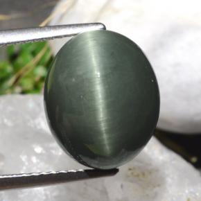 7.61 карата, натуральный Зеленый Кварц Кошачий глаз, Огранка Овал, Непрозрачный