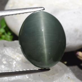 9.50 карата, натуральный Средний серый Кварц Кошачий глаз, Огранка Овал, Непрозрачный