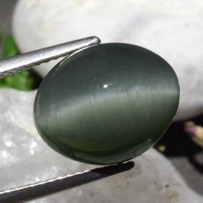 9.50 карата, натуральный Средний серый Кварц Кошачий глаз, Огранка Овал, Непрозрачный