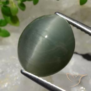 6.98 карата, натуральный Средний серый Кварц Кошачий глаз, Овал, Непрозрачный