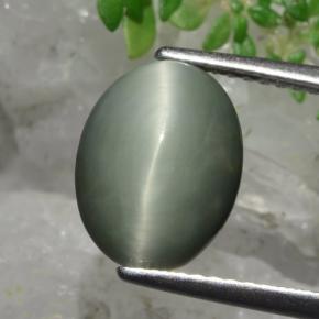 3.82 карата, натуральный Зеленый Кварц Кошачий глаз, Огранка Овал, Непрозрачный