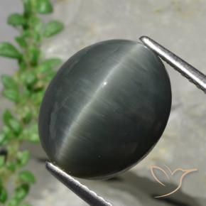 8.57 карата, натуральный Темно-серый Кварц Кошачий глаз, Огранка Овал, Непрозрачный