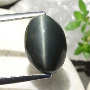 Натуральный зелёный quartz cat's eye 5,06 карата огранка овал, непрозрачный