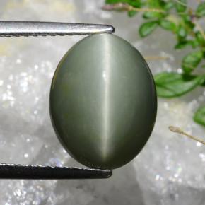 Натуральный Серовато-зеленый Кварц Кошачий глаз 6,74 карата Огранка Овал, Непрозрачный