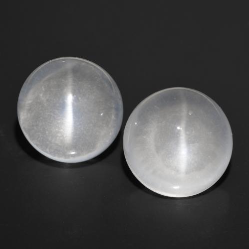 Натуральный белый quartz cat's eye 13,12 карата огранка круг, прозрачный