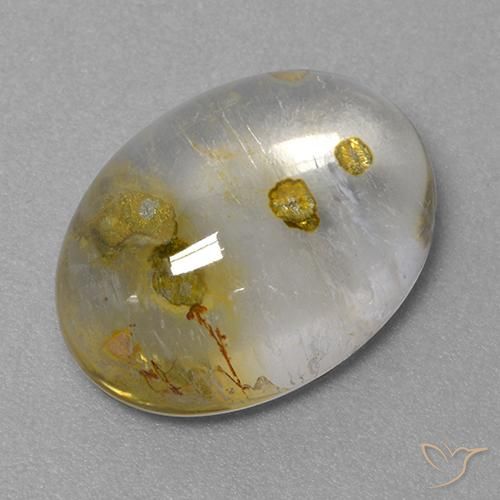 Натуральный многоцветный кварц с марказитом 9,31 карата огранка овал, прозрачный