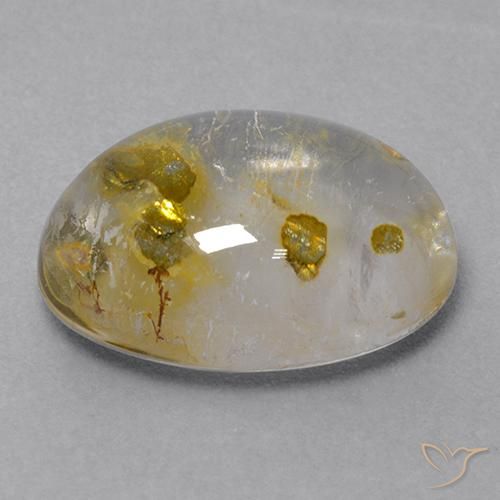 Натуральный многоцветный кварц с марказитом 9,31 карата огранка овал, прозрачный