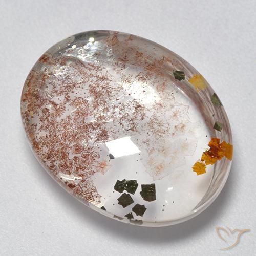 11.95ct Натуральный Многоцветный Кварц с марказитом, Овал, Прозрачный