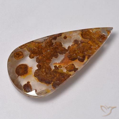 31.25ct Натуральный Многоцветный Кварц с марказитом, Форма груши, Прозрачный